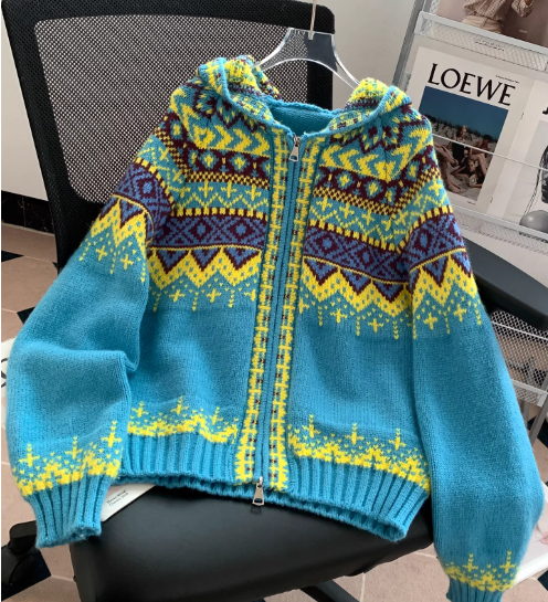 Chloe | Damen Sweatshirt mit Kapuze im Jacquard-Design