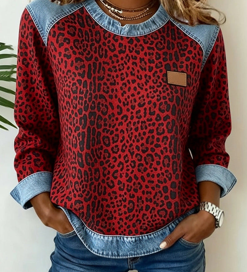 Flavie | Pulli mit Rundhalsausschnitt im Leopardenmuster