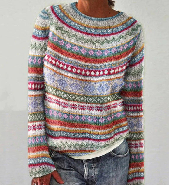 Karine | Gestreifter Regenbogenpullover