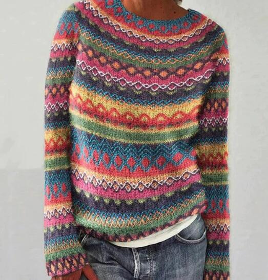 Karine | Gestreifter Regenbogenpullover