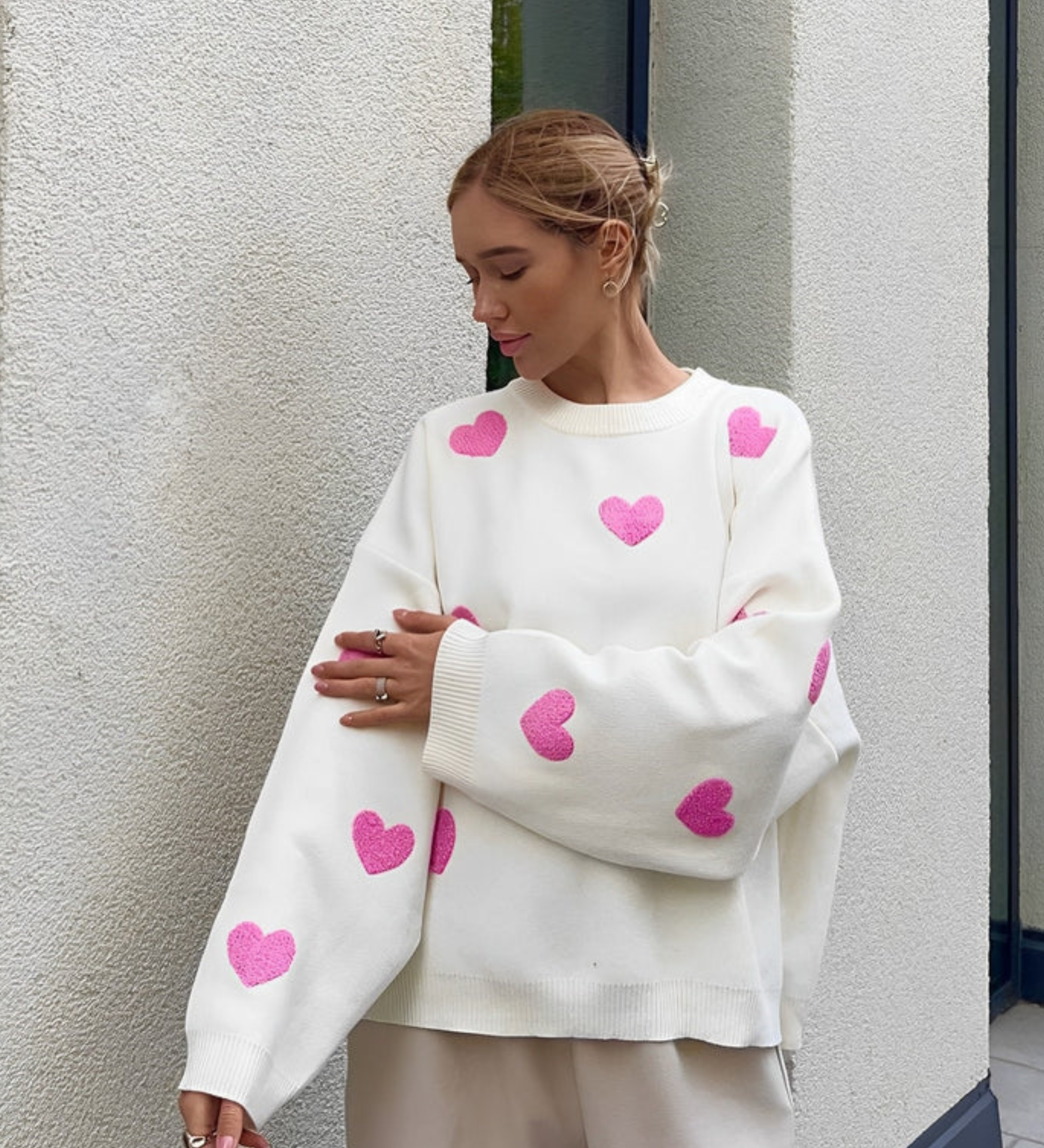 Manon | Oversize Pullover mit Herzmotiv