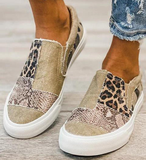 Quinny  | Legere Leopardenmuster Canvas Schuhe