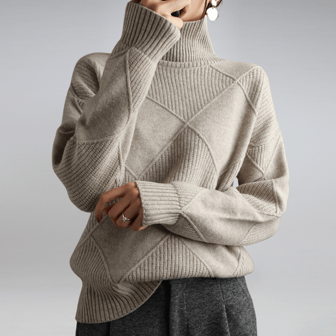 Rejane | Pullover mit Karomuster und Rollkragen